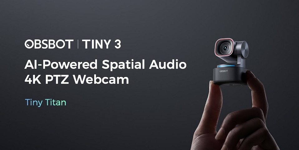 OBSBOT Tiny 3 | AI-Powered Spatial Audio 4K PTZ Webcam