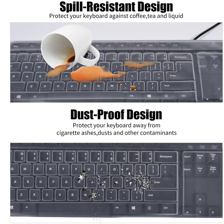 Clear Desktop Computer Keyboard Cover Skin for PC 104/107 Keys Standard Keyboard Anti Dust Waterproof Keyboard Protective Skin 