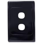 AMDEX Switch Plate ONLY. 2 Gang Wall Face Plate (Accepts Clipsal Style Mechs). Black