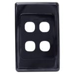 AMDEX Switch Plate ONLY. 4 Gang Wall Face Plate (Accepts Clipsal Style Mechs). Black