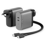 Alogic 2X68 Rapid Power 68W GaN Charger - Space Grey - Includes 2m 100W USB-C Charging Cable