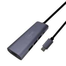 Cruxtec USB-C 4K Aluminium Mulitport Docking Adapter, 1x 4K HDMI, 3x USB3.0, 1x USB-C Power Delivery up to 100W