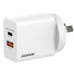 Jackson PT2USBAC20 20W Dual Port USB Wall Charger with 1x USB-A (18W) & 1x USB-C Ports (20W)