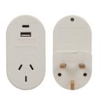 Jackson PTA8811USB3C UK Outbound Travel Adaptor with 1x USB-A and 1x USB-C (2.1A) ChargingPorts. Converts NZ/AUS Plugs for use in UK, Hong Kong & More.
