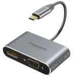 Promate Mediahub-c2.gry USB-C Display Adapter with  4K UHD HDMI & 1080p VGA. Easy Instal Plug & Play. Grey Colour