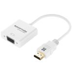 Promate Prolink-h2v HDMI (Male) to VGA (Female) Display Adaptor Kit. Supports up to 1920x1080 60Hz. Gold-Plated HDMI Connector. Supports both Windows & Mac. White Colour.