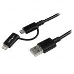 StarTech.com LTUB1MBK Lightning / MicroUSB to USB-A Cable - 1m - Black Male to Male