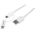 StarTech.com LTUB1MWH Lightning / MicroUSB to USB Cable - 1m - White Male to Male