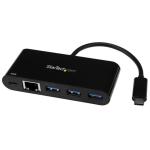 StarTech HB30C3AGEPD 3 Port USB-C Hub with Gigabit Ethernet & 60W Power Delivery Passthrough Laptop Charging - USB-C to 3x USB-A (USB 3.0 SuperSpeed 5Gbps) - USB 3.1/3.2 Gen 1 Type-C Adapter Hub