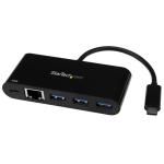 StarTech.com 3 Port USB-C Hub with Gigabit Ethernet & 60W Power Delivery Passthrough Laptop Charging - USB-C to 3x USB-A (USB 3.0 SuperSpeed 5Gbps) - USB 3.1 / 3.2 Gen 1 Type-C Adapter Hub