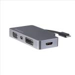 StarTech.com CDPVDHDMDPSG USB-C Multiport Video Adapter with HDMI, VGA, Mini DisplayPort or DVI - USB Type C Monitor Adapter to HDMI 1.4 or mDP 1.2 (4K) - VGA or DVI (1080p) - Space Gray Aluminum