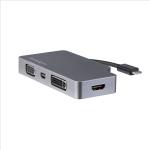 StarTech USB-C Multiport Video Adapter w/ HDMI, VGA, Mini DisplayPort or DVI - USB Type C Monitor Adapter to HDMI 2.0 or mDP 1.2 (4K 60Hz) - VGA or DVI (1080p) - Space Gray Aluminum