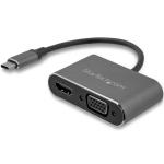 StarTech CDP2HDVGA USB-C to VGA and HDMI Adapter - Aluminum - USB-C Multiport Adapter - 15.24 cm / 6 in Built-In Cable