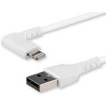 StarTech RUSBLTMM1MWR 3ft (1m) Durable USB A to Lightning Cable - White 90° Right Angled Heavy Duty Rugged Aramid Fiber USB Type A to Lightning Charging/Sync Cord - Apple MFi Certified - iPhone