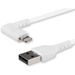 StarTech.com RUSBLTMM1MWR USB 2.0 - 480Mbps USB-A to Lightning Cable - 1m - White Durable - White - 90  Right Angled - Heavy Duty - Rugged Aramid Fiber - USB Type A to Lightning Charging - Sync Cord - Apple MFi Certified - iPhone