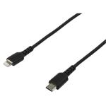 StarTech RUSBCLTMM2MB 6 foot (2m) Durable Black USB-C to Lightning Cable - Heavy Duty Rugged Aramid Fiber USB Type A to Lightning Charger/Sync Power Cord - Apple MFi Certified iPad/iPhone 12