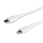 StarTech.com RUSBCLTMM1MW USB 2.0 - 480Mbps USB-A to Lightning Cable - 1m - White Durable - White - Heavy Duty - Rugged Aramid Fiber - USB Type A to Lightning Charger - Sync Power Cord - Apple MFi Certified - iPad - iPhone 12