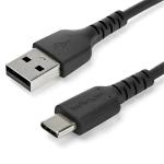 StarTech.com RUSB2AC1MB USB 2.0 - 480Mbps - 3A USB-A to USB-C Cable - 1m - Black Durable - Fast Charge - Sync - USB 2.0 - Rugged TPE Jacket - Aramid Fiber - M/M - 3A - Samsung S10 - iPad Pro - Pixel