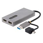 StarTech 107B-USB-HDMI USB to Dual HDMI Adapter 4K30Hz + 1080p