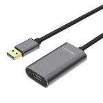 Unitek Y-3005 10m USB3.0 Aluminium Extension Cable, Built-in Extension Chipset Supports Extended Transmission Data Transfer Speed up to 5Gbps, Plug and play, Gold plated connector, Grey Colour