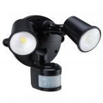 HOUSEWATCH 55-156 10W Twin LED Spotlight with Motion Sensor. IP54. Passive IR. 9m (Side) and 12m (Front) Detection Range. Detection Angle 140 Degree. Includes Timing & Lux Adjustments. Black Colour.