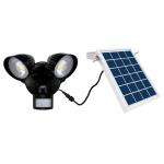 HOUSEWATCH 55-176 8W Twin 2x Spotlights with Motion Sensor & Solar Panel - IP54 - Passive IR - 6000mAh Battery - 12m Detection Range & 140 Degree Angle - 2000 Lumens - Timing & Lux Adjustments - Black Colour
