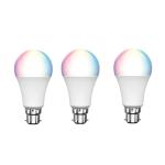 AM NewTechnologies WiFi LED RGB+CCT B22, 9W, Dimmable, Smart Light Bulb (3 Pack) Bio-Rhythm Lighting Via Tuya App Remote Control Enabled 180 degrees Beam Angle (2 Years Warranty)