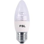 FSL LED Bulb FSLC38-5-E27-CW Daylight Cool White 6500K - 500lm Non-Dimmable Wattage Equivalent Classification Lumen CRI Intend Use Dimmable Nominal Lifetime Beam Angle Warranty Input Voltage Dimenson Operating Temp FSLC38-5-E27-CWC38 E27650