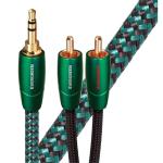 AUDIOQUEST EVERG03MR  Evergreen 3M 3.5mm to 2 RCA. Solid Long Grain Copper Gold Plated/cold weldedtermination Foamed-Polyethylene dielectric Metal layer noise dissipation Jacket - green - black braid