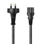 Cruxtec 10A 3 Pin Plug to IEC-C13 Power Cord - 1.8m - Black -  1.0mm Copper Core ,  SAA Approved