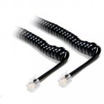 Dynamix CHC-4W600BK 4 Wire RJ22 to RJ22 Curly Handset Cable - 600mm Coiled - Black 3m Stretched - Reverse (Cross Over) Wired