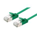 DYNAMIX 0.75m Cat6A S/FTP Green Ultra-Slim Shielded 10G Patch Lead (34AWG) with RJ45 Gold Plated Connectors. Supports PoE IEEE 802.3af (15.4W) & at (30W)