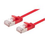 DYNAMIX 3m Cat6A S/FTP Red Ultra-Slim Shielded 10G Patch Lead (34AWG) with RJ45 Gold Plated Connectors. Supports PoE IEEE 802.3af (15.4W) & at (30W)