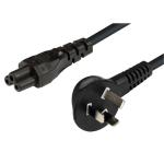 Dynamix C-PFH3PC5-1 7.5A Flat Head 3 Pin to IEC C5 Power Cord - 1m - Black 0.75mm Copper Core - Clover Shaped - SAA Approved