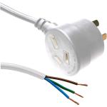 Dynamix C-PB3C10T-3WH 3 Core 1mm 3 Pin Tapon Plug to Bare End Cable - 3m - White SAA Approved
