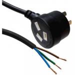 Dynamix C-PB3C10T-2 2M 3 Pin Tapon Plug to Bare End,    3 Core 1mm Cable, Black Colour, SAA Approved