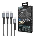 elementz N4C 2M Type-C to Type-C / Lightning / Mirco 3in1 Charging Cable -  (Black) -  This cable Only For Charge Devices Only, not compatible with any data transfer function