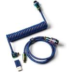 Keychron CAB-8 Premium Coiled Angled Aviator Cable - Rainbow Plated Blue