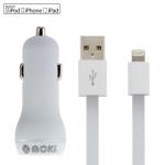 Moki ACC-MUSBLCAR SynCharge USB-A to Lightning Cable - 90cm - White Includes Car Charger
