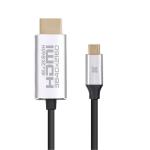 Promate HDLINK-60H 4K 60Hz USB-C to HDMI Cable - 1.8m - Grey Gold Plated Connectors - Plug & Play - Thunderbolt 3 Compatible - Supports MacBook Pro / Chromebook Pixel / Samsung S9 / S8 / Note 8 - PVC