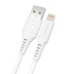 Promate POWERLINK-AI200W 2m USB-A to Lightning Data  & Charge Cable. Data Transfer Rate 480Mbps.Total Current2.4A.Durable Soft Silicon Cable. Tangle Resistant 25000+ Bend Tested. White   Not MFI Certified