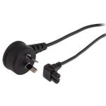 RackPower CM0NF200-PTSB 10A 2-Pin to C7 Cable - 2m - Black Top Entry Plug - Angled Socket - 0.75mm2 - PVC