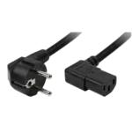 RackPower CM0SC200-PBSL 10A Schuko to C13 Cable - 2m - Black Bottom Entry Plug - Left-Hand Angled Socket - 0.75mm2 - PVC