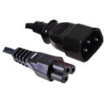 RackPower CM0CL200 10A C14 to C5 Cable - 2m - Black Clover Socket - 0.75mm2 - PVC