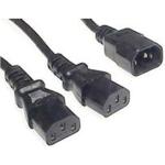 RackPower CM0CCC100 10A - 2x C13 C14 to 2x C13 Cable - 1m - Black 0.75mm2 - PVC