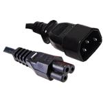 RackPower CM0CL150 10A C14 to C5 Cable - 1.5m - Black Clover Socket - 0.75mm2 - PVC