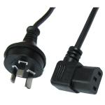 RackPower CM0NC100-SR 10A 3-Pin to C13 Cable - 1m - Black Right-Hand Angled Socket - 0.75mm2 - PVC