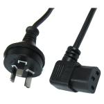 RackPower CM0NC200-SR 10A 3-Pin to C13 Cable - 2m - Black Right-Hand Angled Socket - 0.75mm2 - PVC