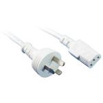 RackPower CM0NC200W 10A 3-Pin to C13 Cable - 2m - White 0.75mm2 - PVC