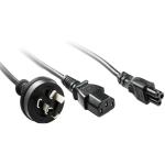 RackPower CM0NCL200 10A - C13 + C5 Power Splitter Cable - 2m - Black Y Lead - 1x C13 IEC + 1x Clover C5 IEC - 0.75mm2 - PVC